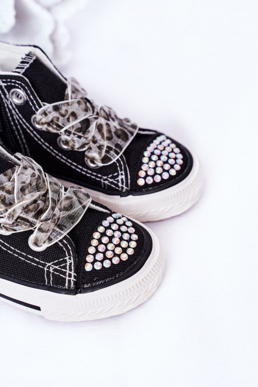 Vaikiški laisvalaikio batai su tviskančiomis akutėmis juodos spalvos Smile