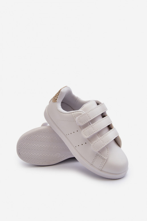 Vaikiški Sportbačiai su lipniais užsegimais Baltos-aukso spalvos Cute Girl