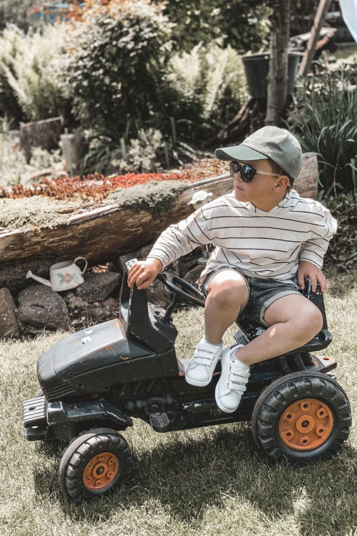 Vaikiški Sportbačiai su lipniais užsegimais Baltos-juodos spalvos California