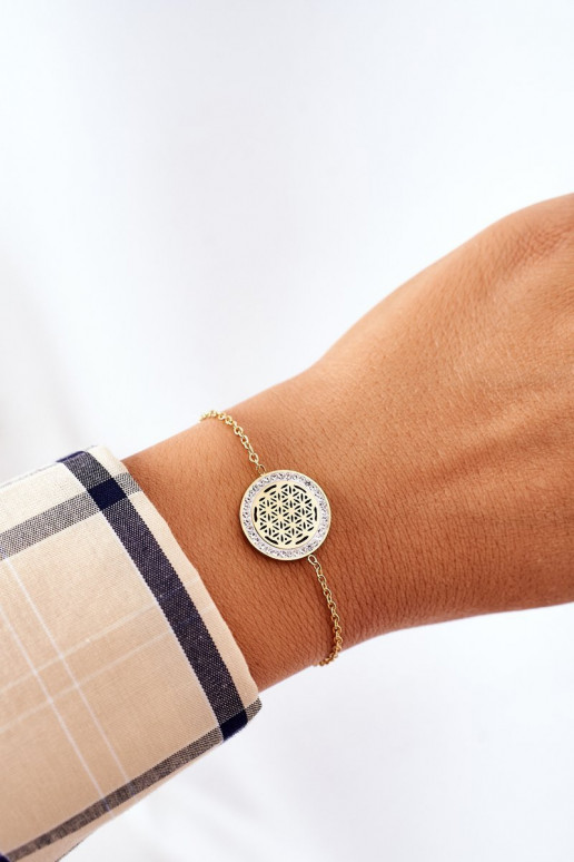 Apyrankė  su tviskančiomis akutėmis aukso spalvos Apyrankė  su tviskančiomis akutėmis aukso spalvos