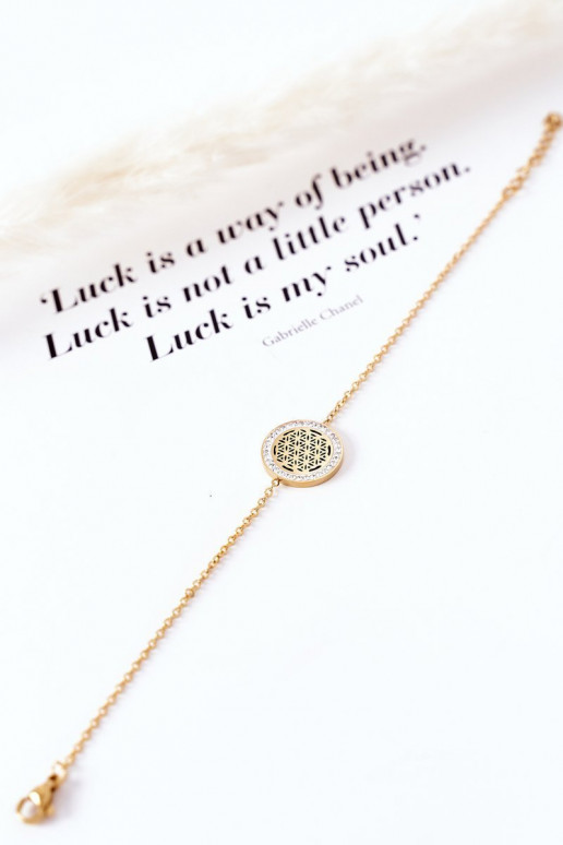 Apyrankė  su tviskančiomis akutėmis aukso spalvos Apyrankė  su tviskančiomis akutėmis aukso spalvos