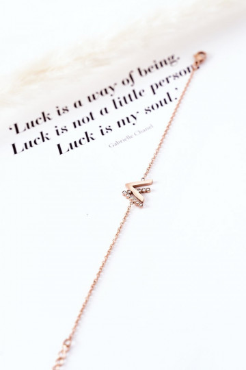 Apyrankė su grandinėle su tviskančiomis akutėmis rausvo aukso spalvos 2