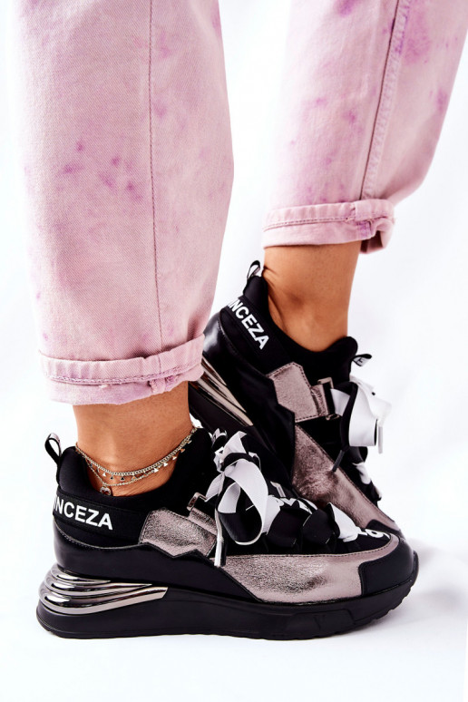 Sportinio stiliaus batai Sneakers modelio batai Juodos ir-sidabro spalvos Dexla