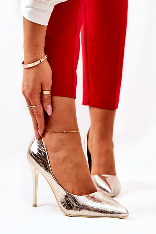 aukštakulniai bateliai gyvatės raštais aukso spalvos Tissoria aukštakulniai bateliai gyvatės raštais aukso spalvos Tissoria