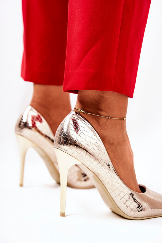 aukštakulniai bateliai gyvatės raštais aukso spalvos Tissoria aukštakulniai bateliai gyvatės raštais aukso spalvos Tissoria