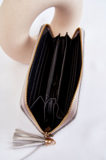 didelė su dygsniais Piniginė  sidabro spalvos Jeffrey 2