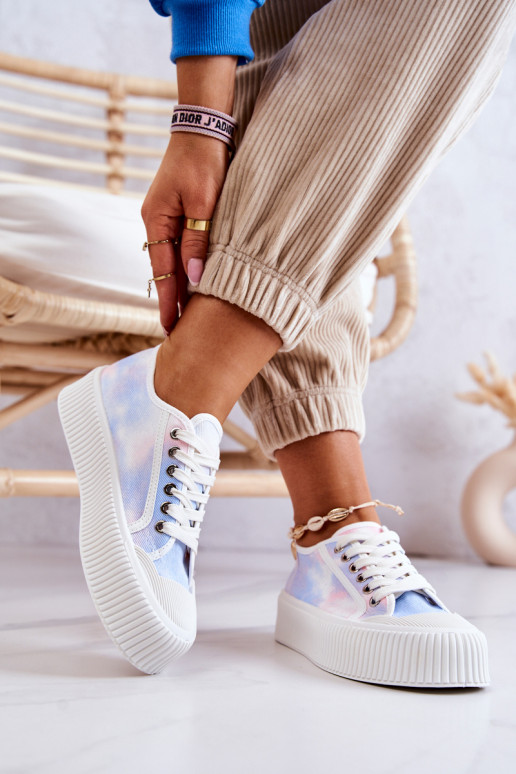 lygiapadžiai sportbačiai su platforma žydros-rožinės spalvos Mischa lygiapadžiai sportbačiai su platforma žydros-rožinės spalvos Mischa