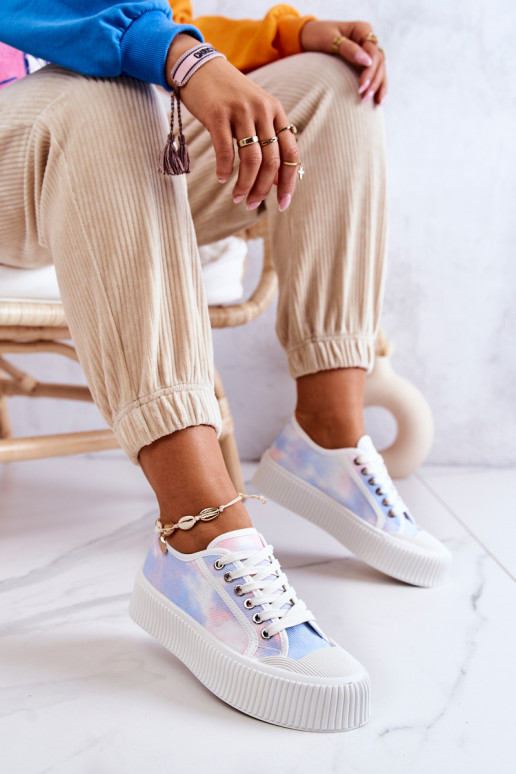 lygiapadžiai sportbačiai su platforma žydros-rožinės spalvos Mischa lygiapadžiai sportbačiai su platforma žydros-rožinės spalvos Mischa