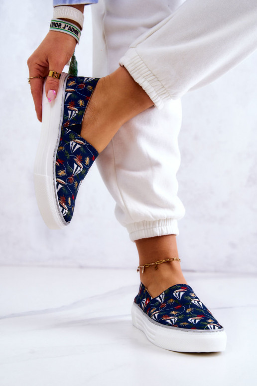 Sportbačiai Slip On Memory Foam Big Star JJ276016 tamsiai mėlynos spalvos Sportbačiai Slip On Memory Foam Big Star JJ276016 tamsiai mėlynos spalvos