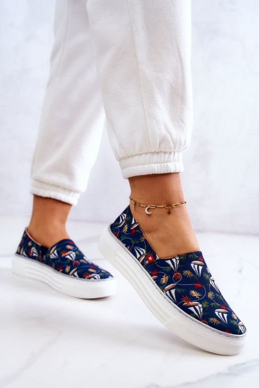 Sportbačiai Slip On Memory Foam Big Star JJ276016 tamsiai mėlynos spalvos Sportbačiai Slip On Memory Foam Big Star JJ276016 tamsiai mėlynos spalvos