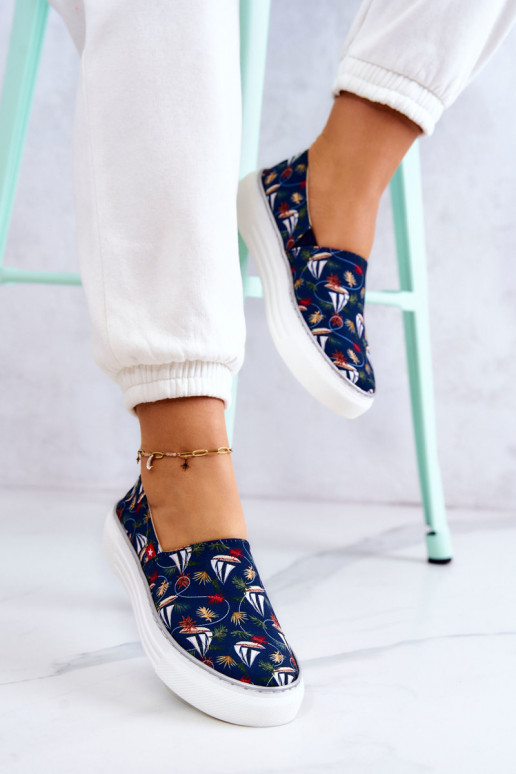 Sportbačiai Slip On Memory Foam Big Star JJ276016 tamsiai mėlynos spalvos Sportbačiai Slip On Memory Foam Big Star JJ276016 tamsiai mėlynos spalvos