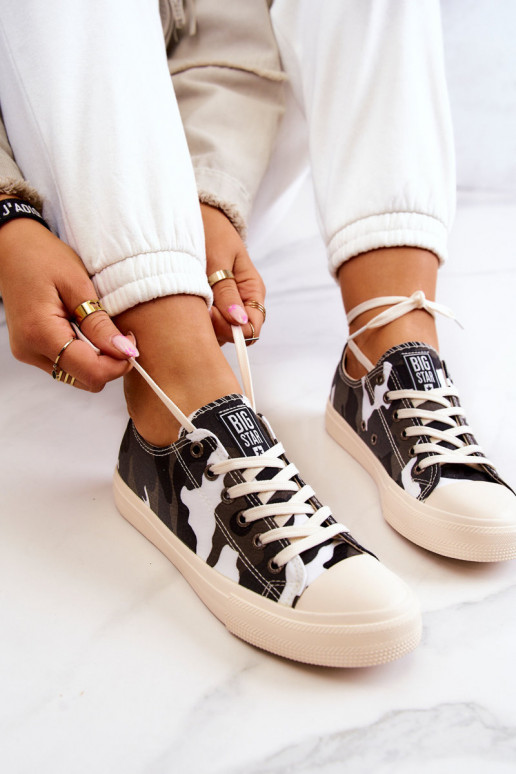 medžiaginės laisvalaikio batai su kamufliažu BIG STAR JJ274237 Baltos-pilkos spalvos medžiaginės laisvalaikio batai su kamufliažu BIG STAR JJ274237 Baltos-pilkos spalvos