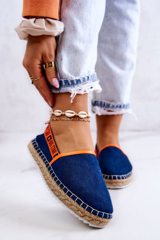 Medžiaginės espadrilės Įsispiriamo modelio Big Star JJ274877 tamsiai mėlynos spalvos Medžiaginės espadrilės Įsispiriamo modelio Big Star JJ274877 tamsiai mėlynos spalvos