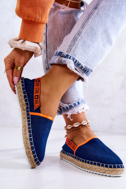 Medžiaginės espadrilės Įsispiriamo modelio Big Star JJ274877 tamsiai mėlynos spalvos Medžiaginės espadrilės Įsispiriamo modelio Big Star JJ274877 tamsiai mėlynos spalvos