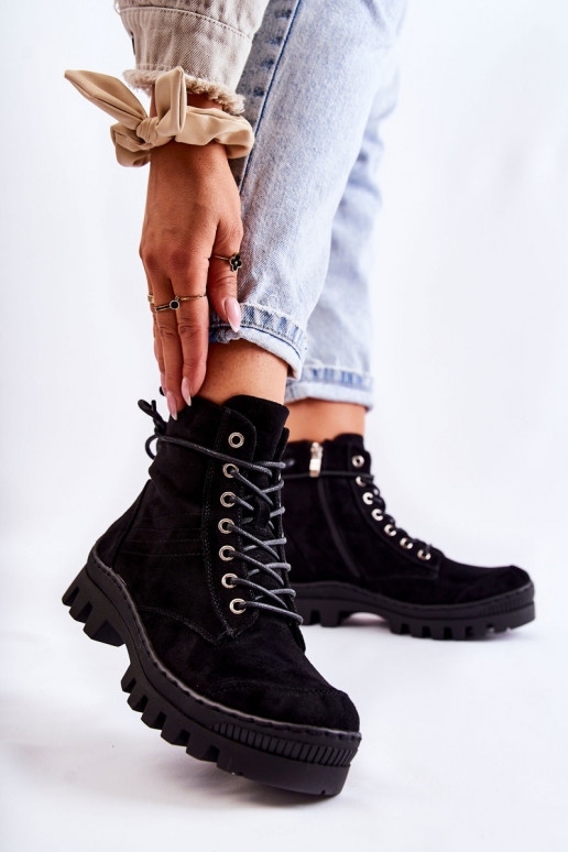 iš zomšos Aulinukai batai  juodos spalvos Layden iš zomšos Aulinukai batai  juodos spalvos Layden