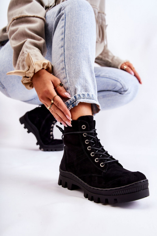 iš zomšos Aulinukai batai  juodos spalvos Layden iš zomšos Aulinukai batai  juodos spalvos Layden