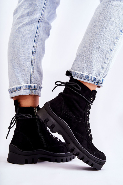 iš zomšos Aulinukai batai  juodos spalvos Layden iš zomšos Aulinukai batai  juodos spalvos Layden