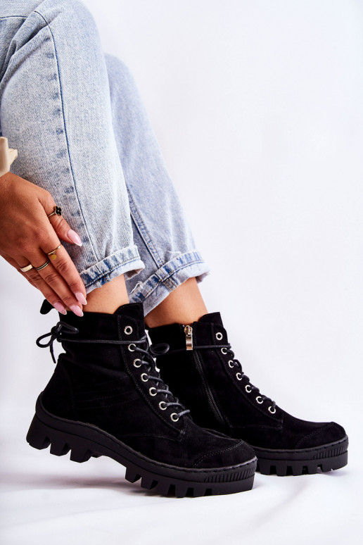 iš zomšos Aulinukai batai  juodos spalvos Layden iš zomšos Aulinukai batai  juodos spalvos Layden