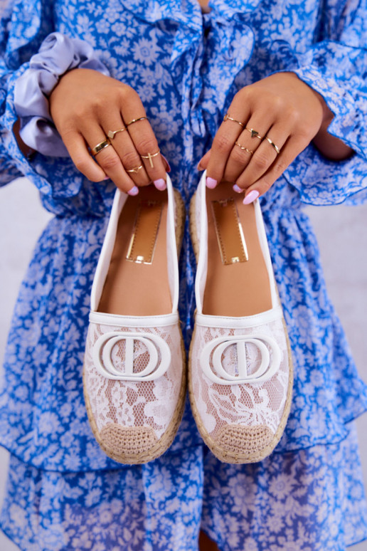 Espadrilės iš nėrinių su ornamentais baltos spalvos Summer Dream Espadrilės iš nėrinių su ornamentais baltos spalvos Summer Dream
