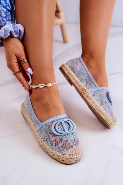 Espadrilės iš nėrinių su ornamentais mėlynos spalvos Summer Dream