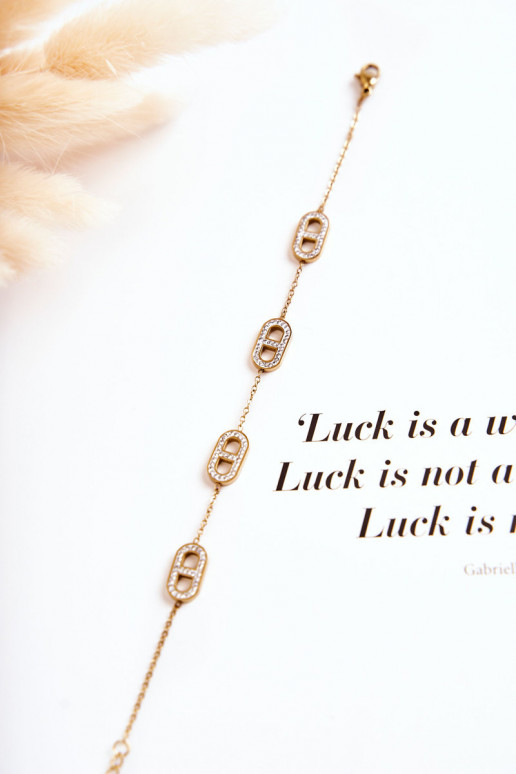 Moteriška apyrankė su tviskančiomis akutėmis aukso spalvos Moteriška apyrankė su tviskančiomis akutėmis aukso spalvos