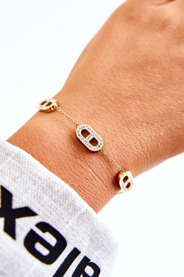 Moteriška apyrankė su tviskančiomis akutėmis aukso spalvos 2