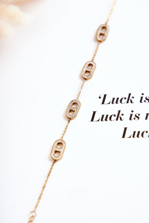 Moteriška apyrankė su tviskančiomis akutėmis aukso spalvos Moteriška apyrankė su tviskančiomis akutėmis aukso spalvos