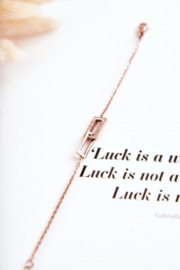 Apyrankė   su tviskančiomis akutėmis rausvo aukso spalvos