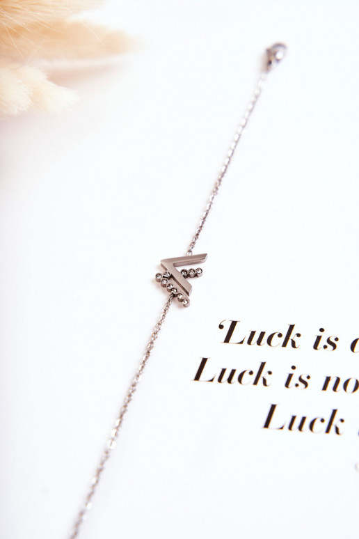 Apyrankė su grandinėle su tviskančiomis akutėmis sidabro spalvos Apyrankė su grandinėle su tviskančiomis akutėmis sidabro spalvos