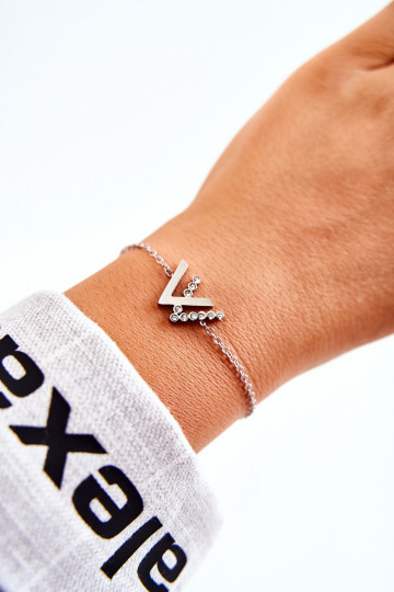 Apyrankė su grandinėle su tviskančiomis akutėmis sidabro spalvos 2