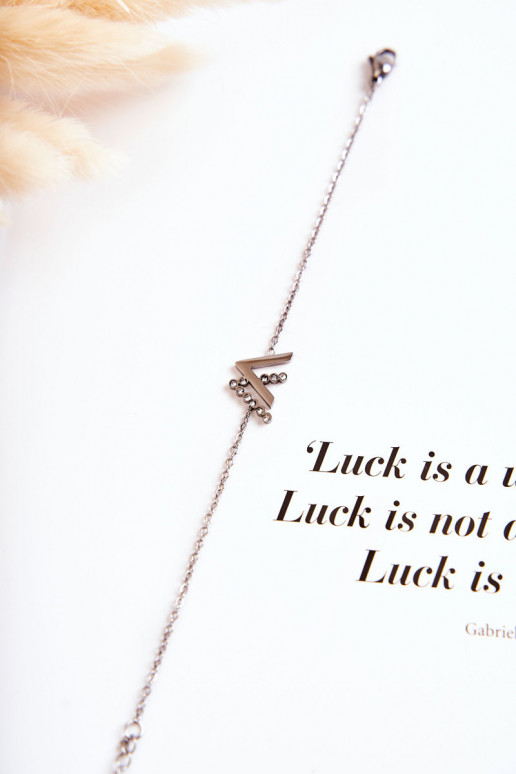 Apyrankė su grandinėle su tviskančiomis akutėmis sidabro spalvos Apyrankė su grandinėle su tviskančiomis akutėmis sidabro spalvos