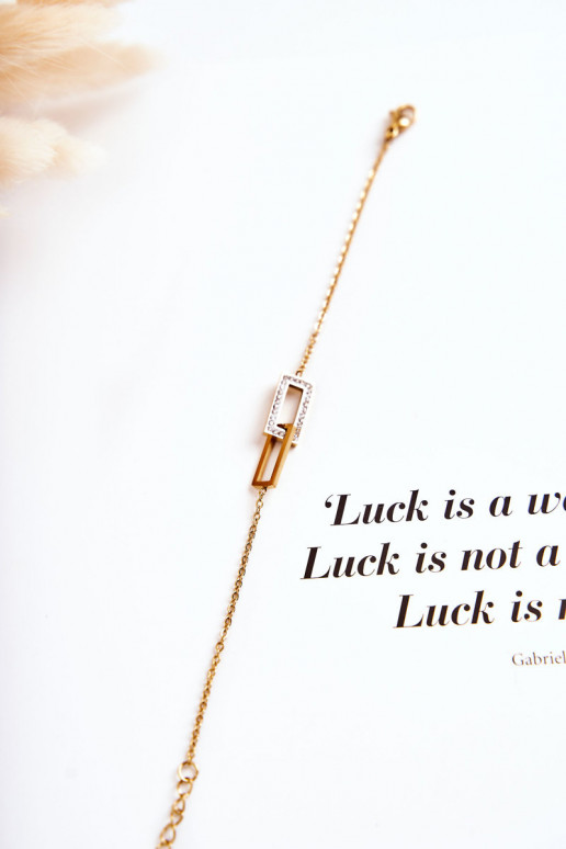 Moteriška apyrankė  su tviskančiomis akutėmis aukso spalvos