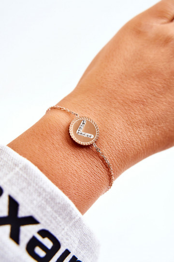 Moteriška apyrankė  su ornamentais ir cirkonio akutėmis rausvo aukso spalvos 2