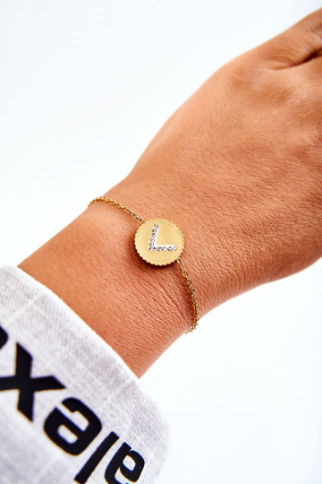 Moteriška apyrankė  su ornamentais ir cirkonio akutėmis aukso spalvos 2