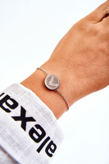 Moteriška apyrankė  su ornamentais ir cirkonio akutėmis sidabro spalvos 2