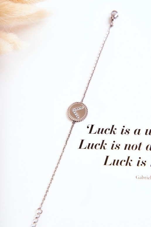 Moteriška apyrankė  su ornamentais ir cirkonio akutėmis sidabro spalvos