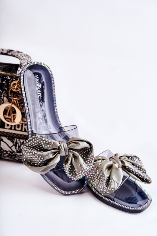 Stilingos guminės šlepetės su kaspinais Juodos ir-pilkos spalvos Meriden Stilingos guminės šlepetės su kaspinais Juodos ir-pilkos spalvos Meriden