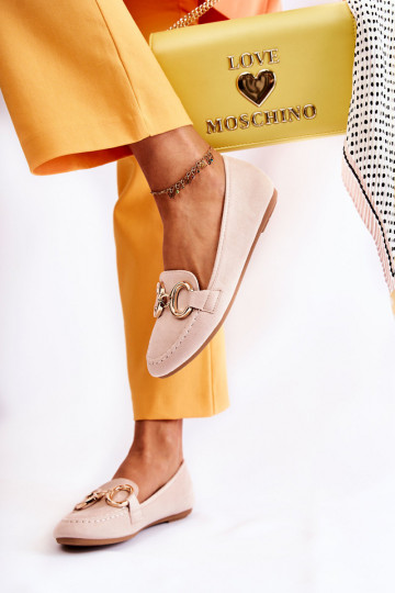 Mokasinai su ornamentais smėlio spalvos Reality 2