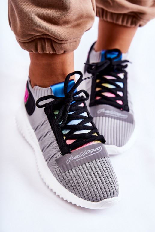 Įsispiriamo modelio Sneakers modelio batai pilkos spalvos Klayra Įsispiriamo modelio Sneakers modelio batai pilkos spalvos Klayra