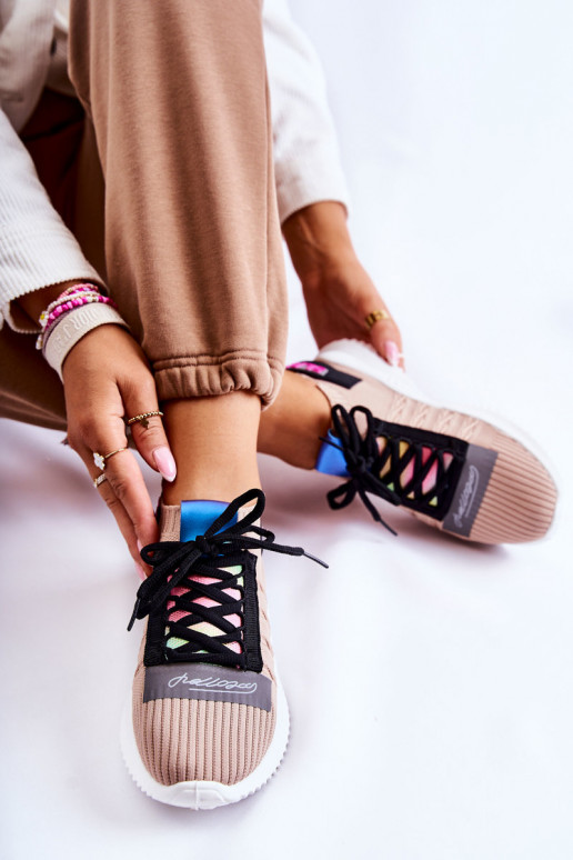 Įsispiriamo modelio Sneakers modelio batai smėlio spalvos Klayra Įsispiriamo modelio Sneakers modelio batai smėlio spalvos Klayra