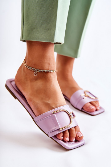 Klasikinio modelio Šlepetės su ornamentais violetinės spalvos Shilla