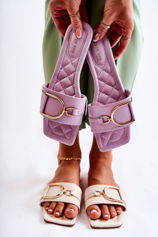 Klasikinio modelio Šlepetės su ornamentais violetinės spalvos Shilla