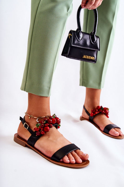 madingos basutės su karoliukais juodos spalvos Hally madingos basutės su karoliukais juodos spalvos Hally