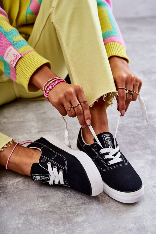 Medžiaginiai sportbačiai i Big Star KK274019 juodos spalvos Medžiaginiai sportbačiai i Big Star KK274019 juodos spalvos