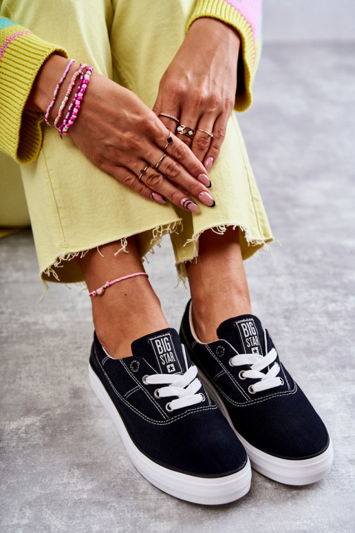 Medžiaginiai sportbačiai i Big Star KK274019 juodos spalvos Medžiaginiai sportbačiai i Big Star KK274019 juodos spalvos