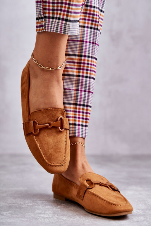 iš zomšos Mokasinai su ornamentais rudos spalvos Santi