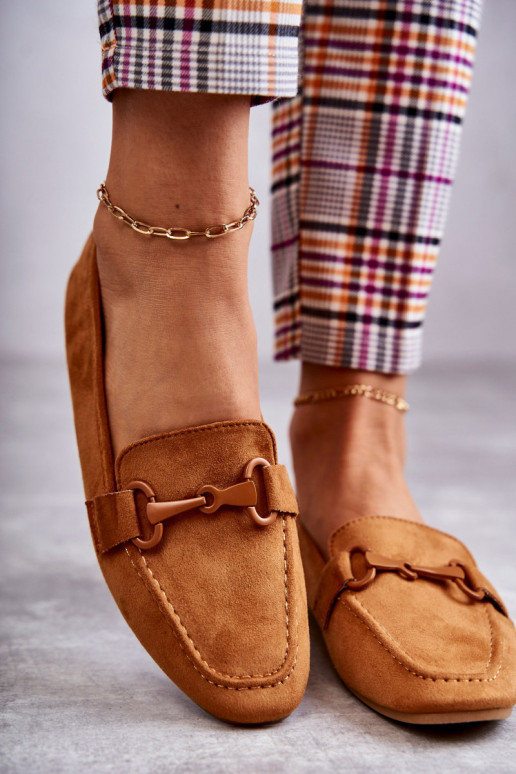 iš zomšos Mokasinai su ornamentais rudos spalvos Santi