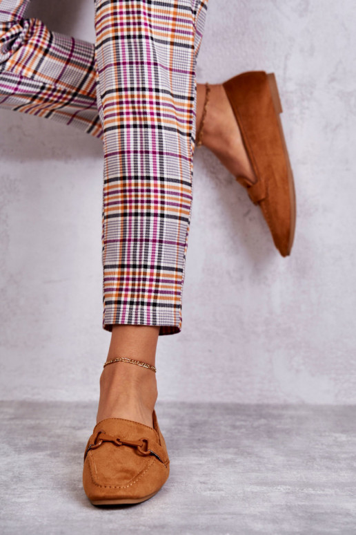 iš zomšos Mokasinai su ornamentais rudos spalvos Santi