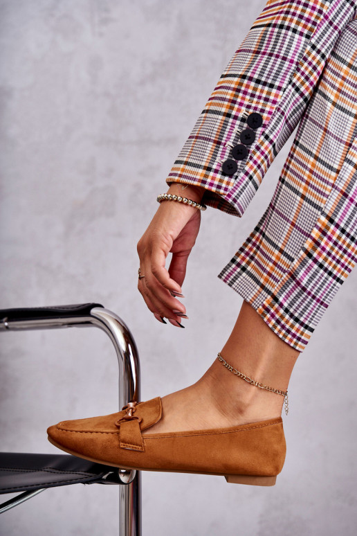 iš zomšos Mokasinai su ornamentais rudos spalvos Santi