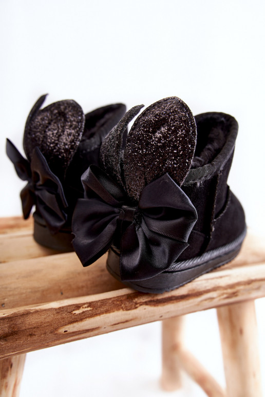 Vaikiški pašiltinti sniego batai su kaspinėliais juodos spalvos Meriva Vaikiški pašiltinti sniego batai su kaspinėliais juodos spalvos Meriva